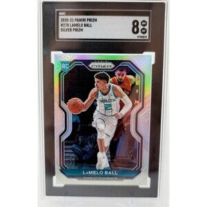 2020-21 Silver Prizm Lamelo Ball 278 Rookie RC SGC Graded 8 NM-MT